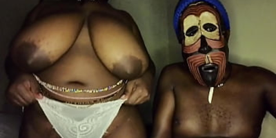 Katombi & Mwendebbw share a big juicy shaft & offer up their natural tits for